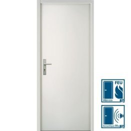 Bloc-porte acoustique 30db prépeint feu EI30 2040X730mm huisserie PERF+ avec joint 72x54mm serrure sureté 1 point axe 50 poussant gauche joint balai