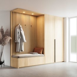 Tasseau plaqué 3 faces astrata slats type 3s 8 unités chêne ivory oak 31x31cm 3,04m