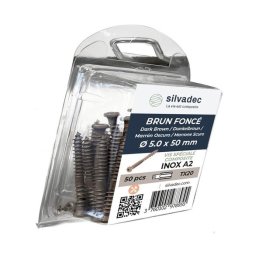 VIS INOX 5X50 BRUN FONCE BLISTER DE 50 U SILVADEC REF SIVIS1701
