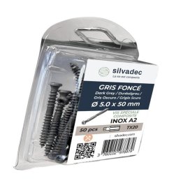 VIS INOX 5X50 GRIS FONCE BLISTER DE 50 U SILVADEC REF SIVIS1703