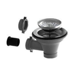 Bonde manuelle crépine inox avec logo Corian pour évier de cuisine