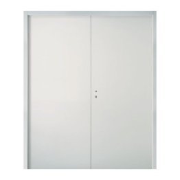 Bloc-porte 2 vantaux prépeint feu EI30 2040x930mm+930 huisserie PERF+ 66x54mm serrure sureté 1 point axe 50 poussant droit