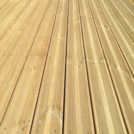 Lame de terrasse Pin du nord rouge 27x145mm 3m traité classe 4 marron striée 