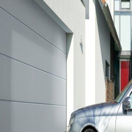 PORTE DE GARAGE SECTIONNELLE EUROPRO EVO42 2375X2000MM 9016 SABLE PREMONTEE RAINURE L AVEC SERRURE ET GARNITURE - REF 872760